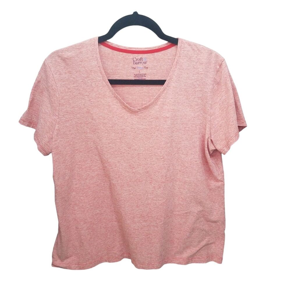 Croft & Barrow Womens Sz L Pink Geometric Short Sleeve T-Shirt